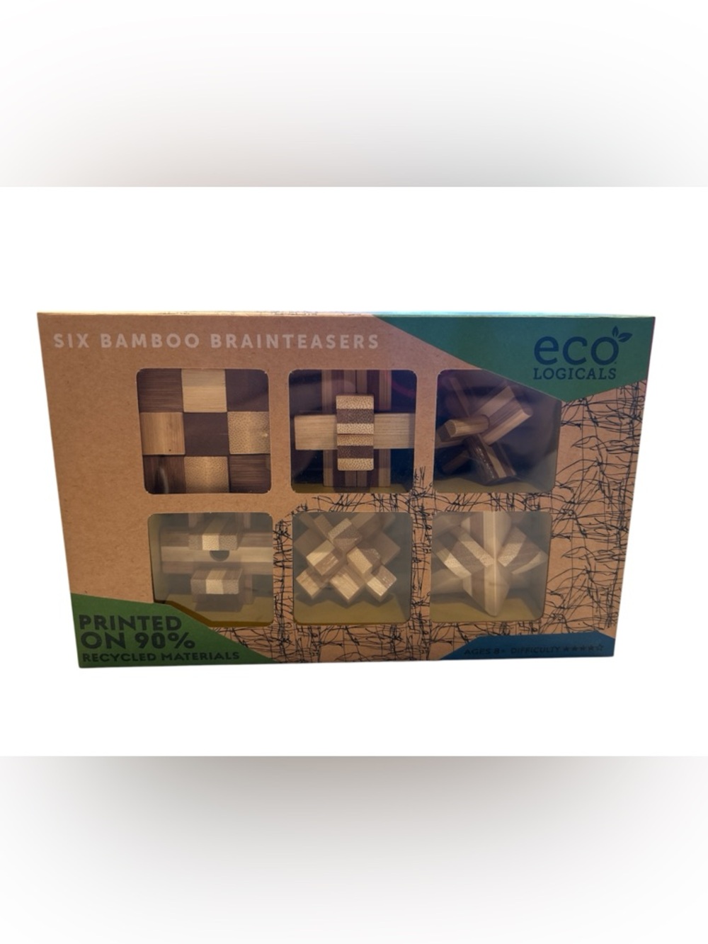 Bamboo Brain Teasers Puzzle Set - Natural Wood
